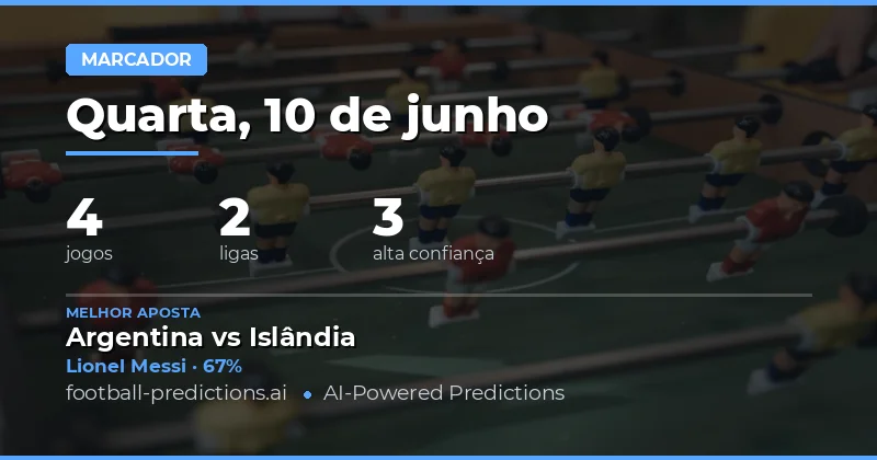 Marcador — Palpites e Dicas de Futebol — Quarta, 10 de junho, 2026