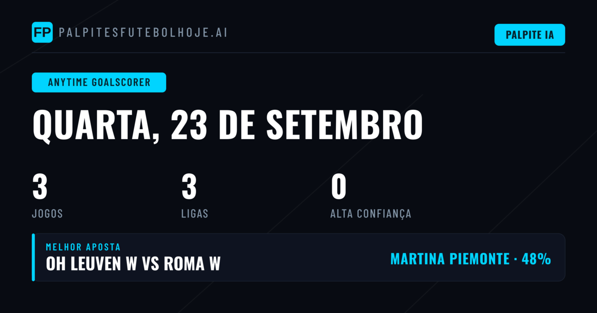 Introdução aos Prognósticos de Marcador para 23 de Setembro