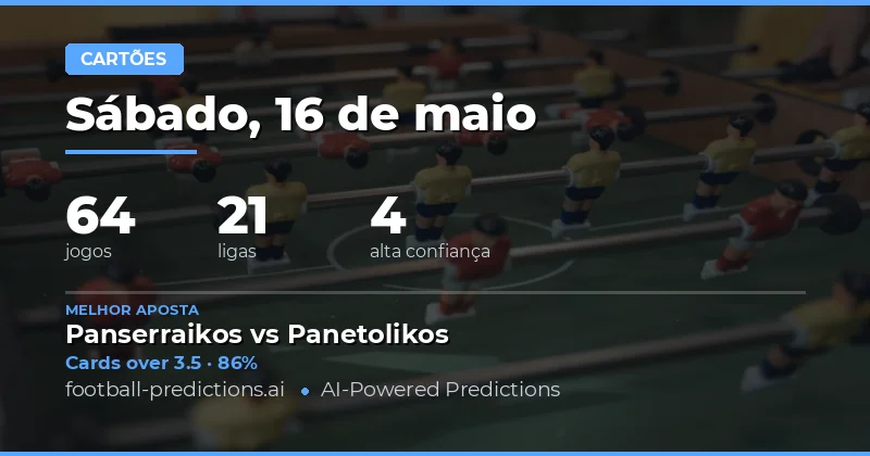Análise Estratégica de Cartões Amarelos para os Jogos de 16 May 2026