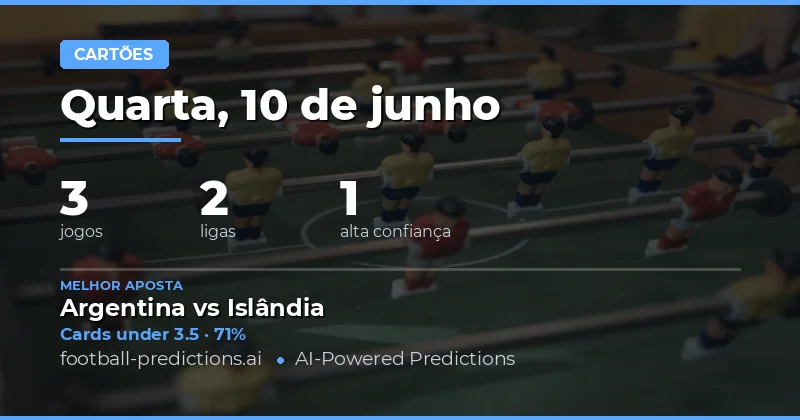 Cartões — Palpites e Dicas de Futebol — Quarta, 10 de junho, 2026
