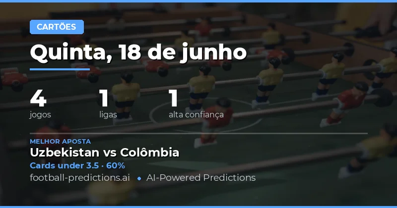 Top Picks O/U Cartões Amarelos para 18 Jun 2026