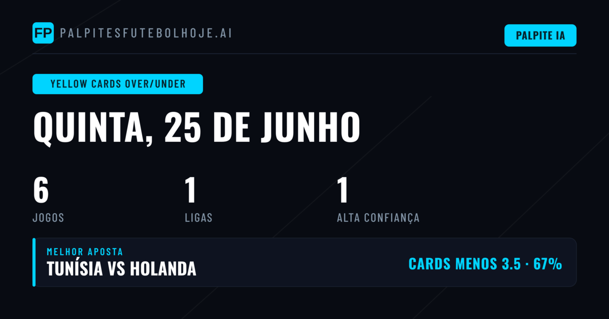 Melhores Picks de Cartões Amarelos O/U