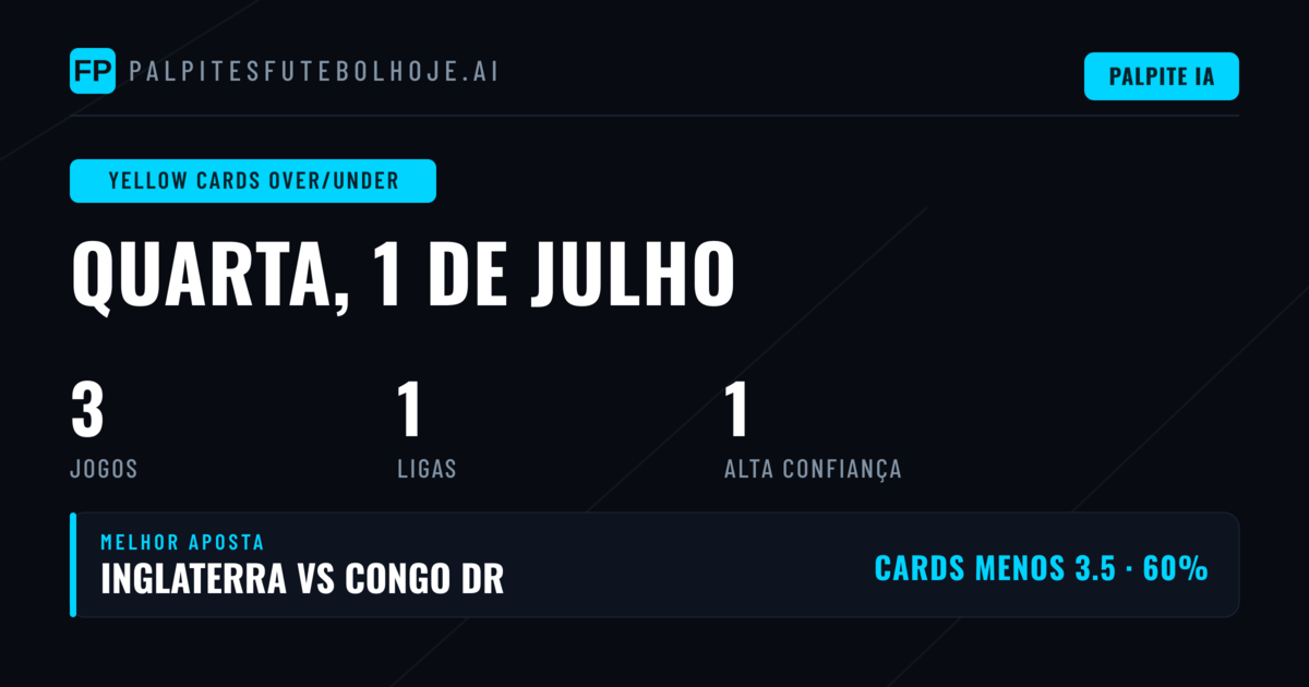 Top O/U Cartões Amarelos Picks — 1 Jul 2026