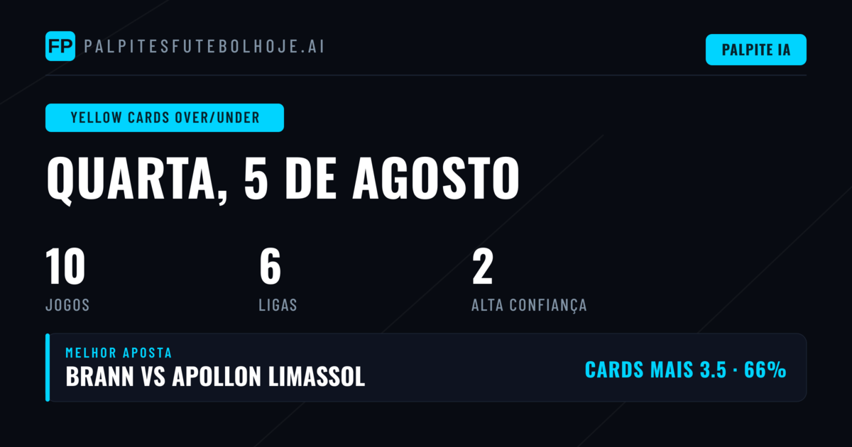 Principais Picks O/U Cartões para 5 Ago 2026