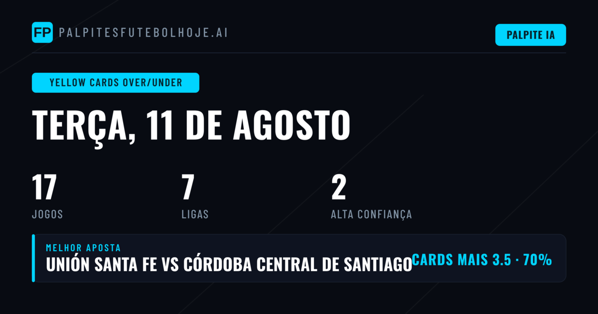 Melhores Picks O/U Cartões para 11 Ago 2026
