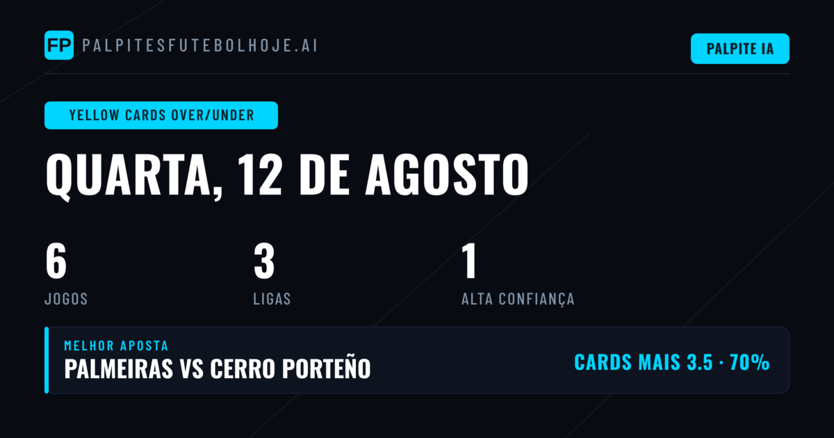 Principais Picks O/U Cartões para 12 Ago 2026