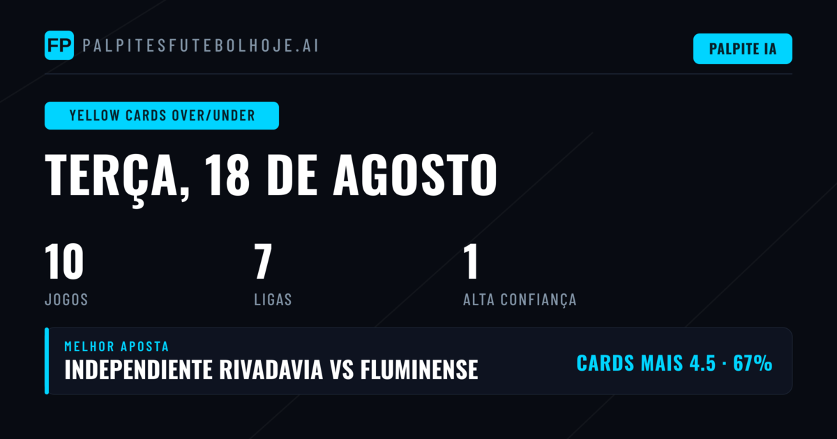 Principais Picks O/U Cartões (18 Ago 2026)