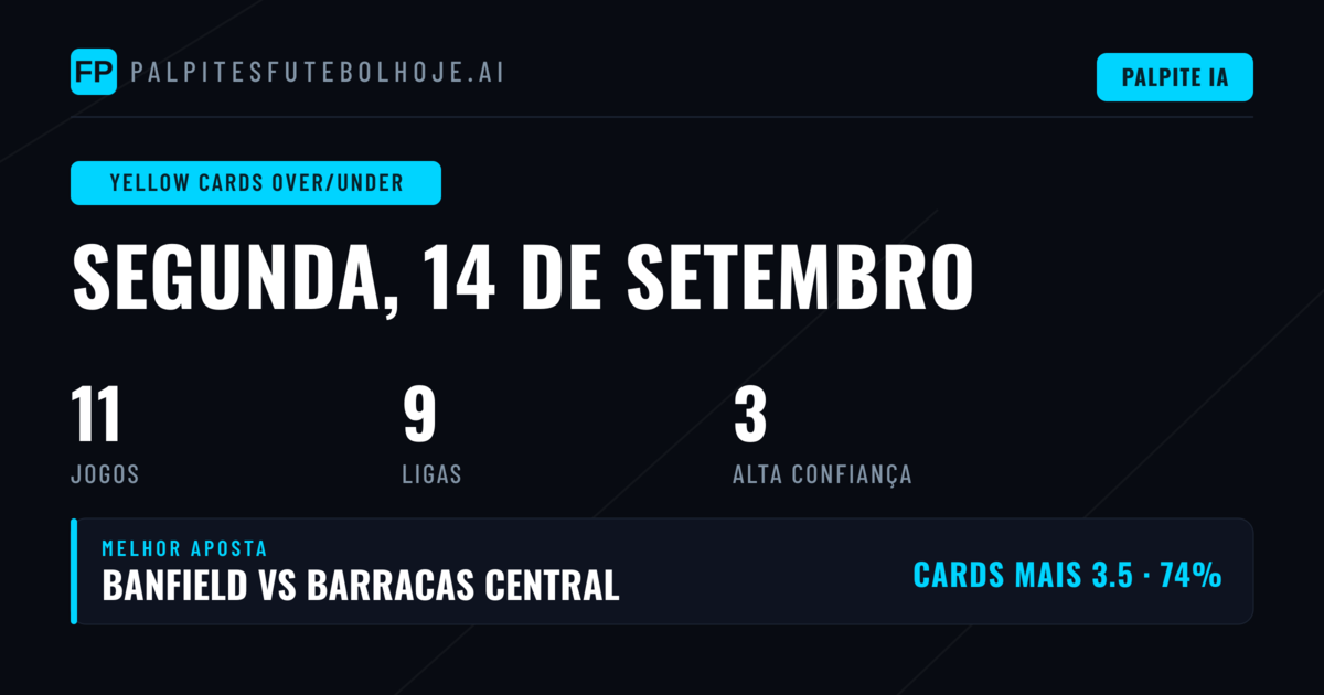 Top Picks O/U Cartões Amarelos para 14 Set 2026