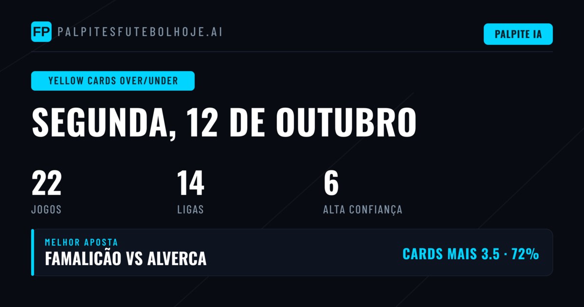 Top O/U Cartões Amarelos para 12 Out 2026