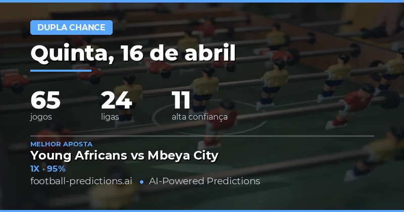 Predições de Double Chance para o dia 16 de abril de 2026