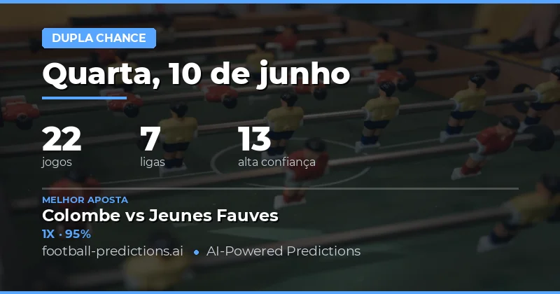 Dupla chance — Palpites e Dicas de Futebol — Quarta, 10 de junho, 2026