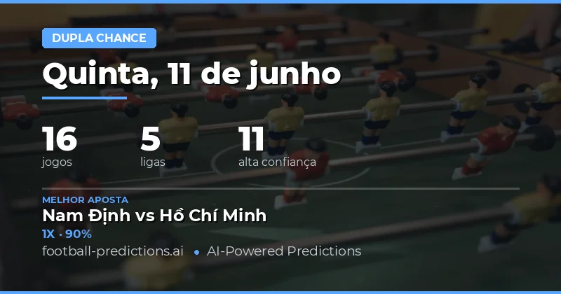 Dupla chance — Palpites e Dicas de Futebol — Quinta, 11 de junho, 2026