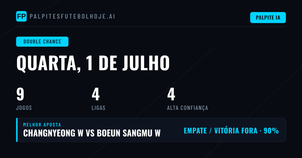 Melhores Picks DC para 1 Jul 2026