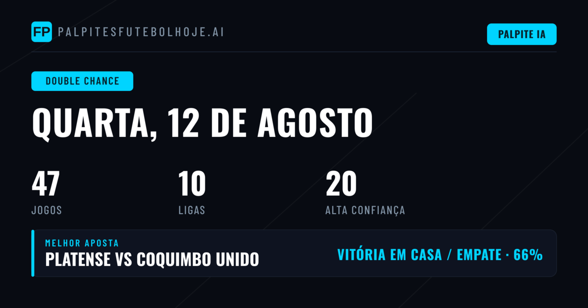 Principais Picks DC para 12 Ago 2026