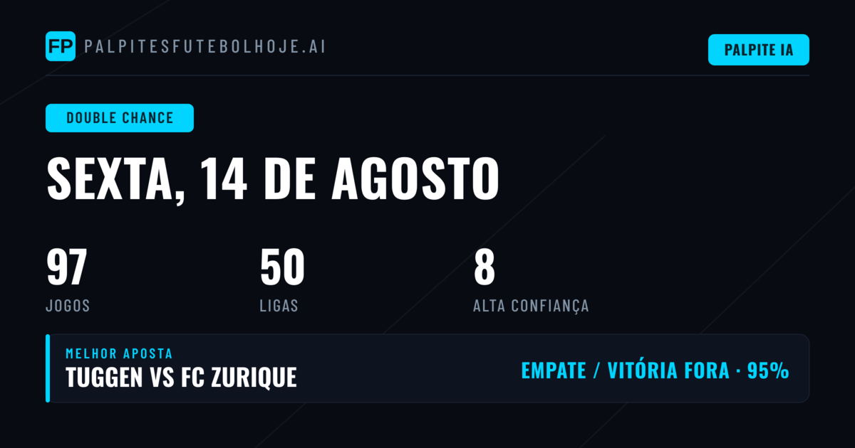 Melhores Picks DC para 14 Ago 2026