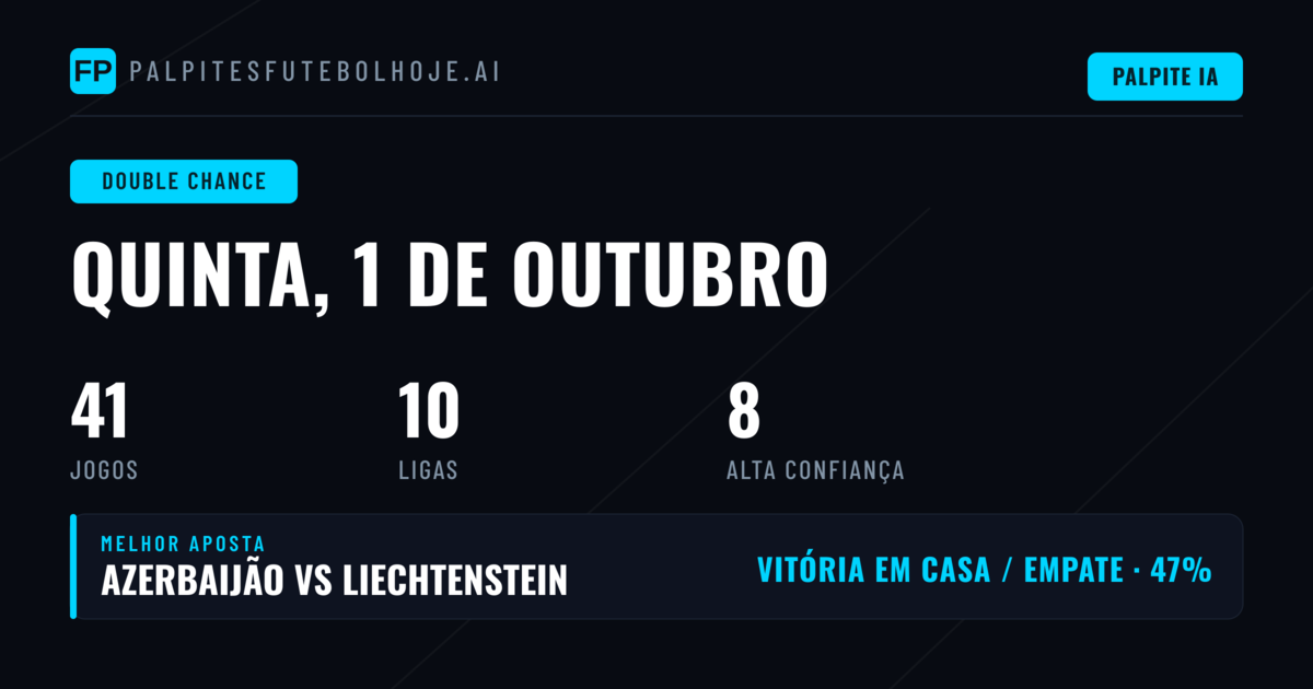 Melhores Picks DC para 1 Out 2026