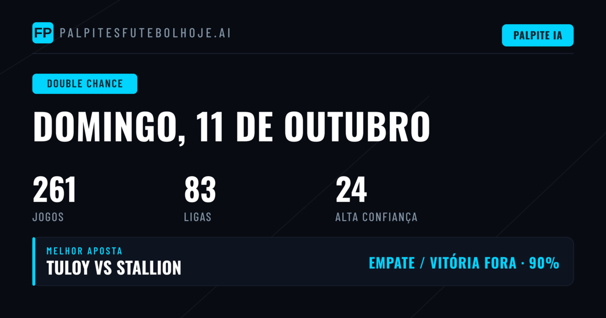 Principais Picks DC para 11 Out 2026