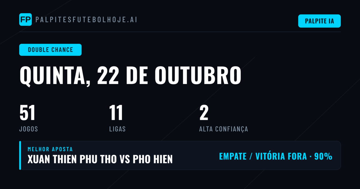 Principais palpites de DC para 22 de outubro de 2026