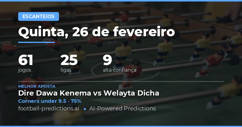 Palpites de Escanteios Over/Under 26 de fevereiro de 2026