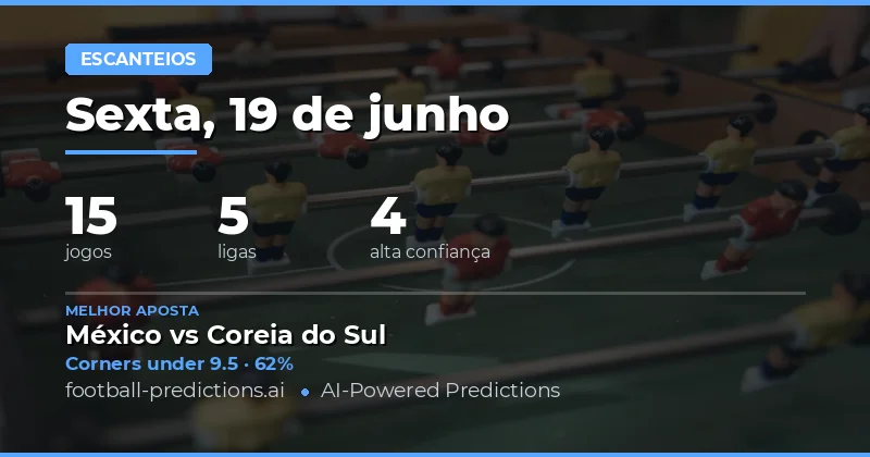 Principais Picks O/U Cantos para 19 Jun 2026
