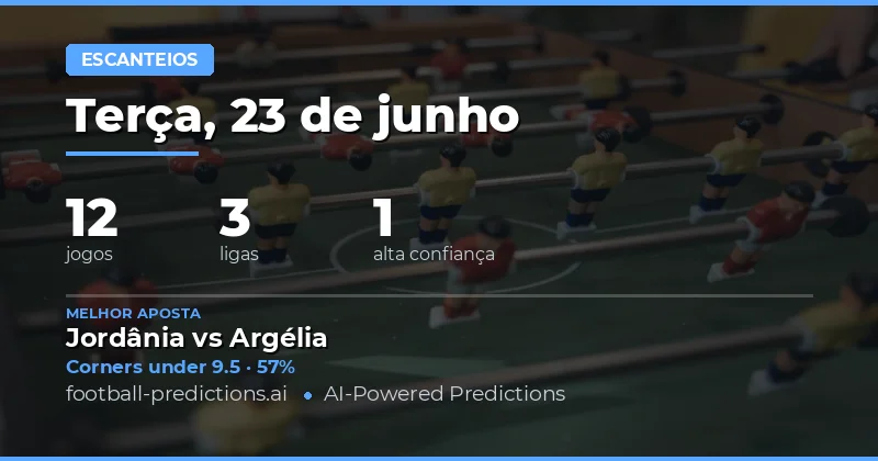 Principais Prognósticos O/U Cantos para 23 Jun 2026