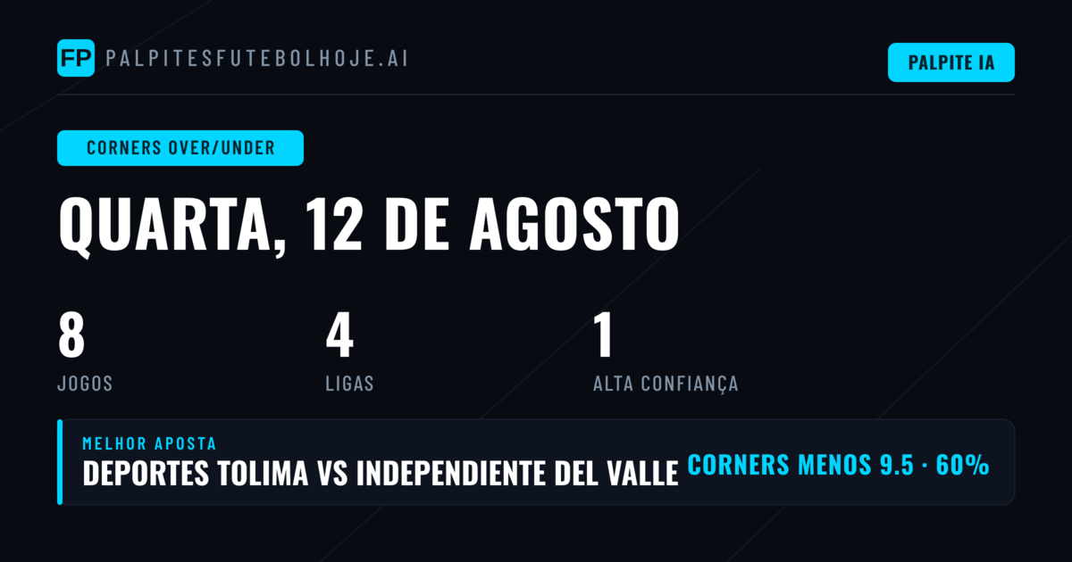 Melhores Picks O/U Cantos para 12 Ago 2026