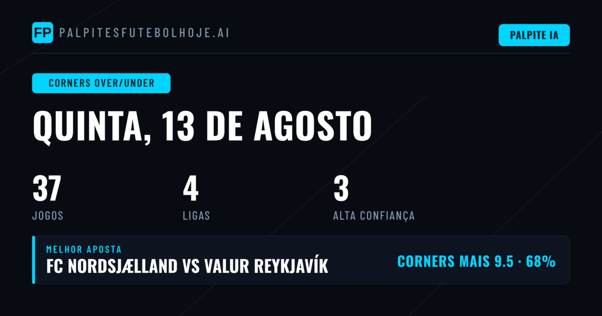 Principais Picks O/U Cantos para 13 Ago 2026