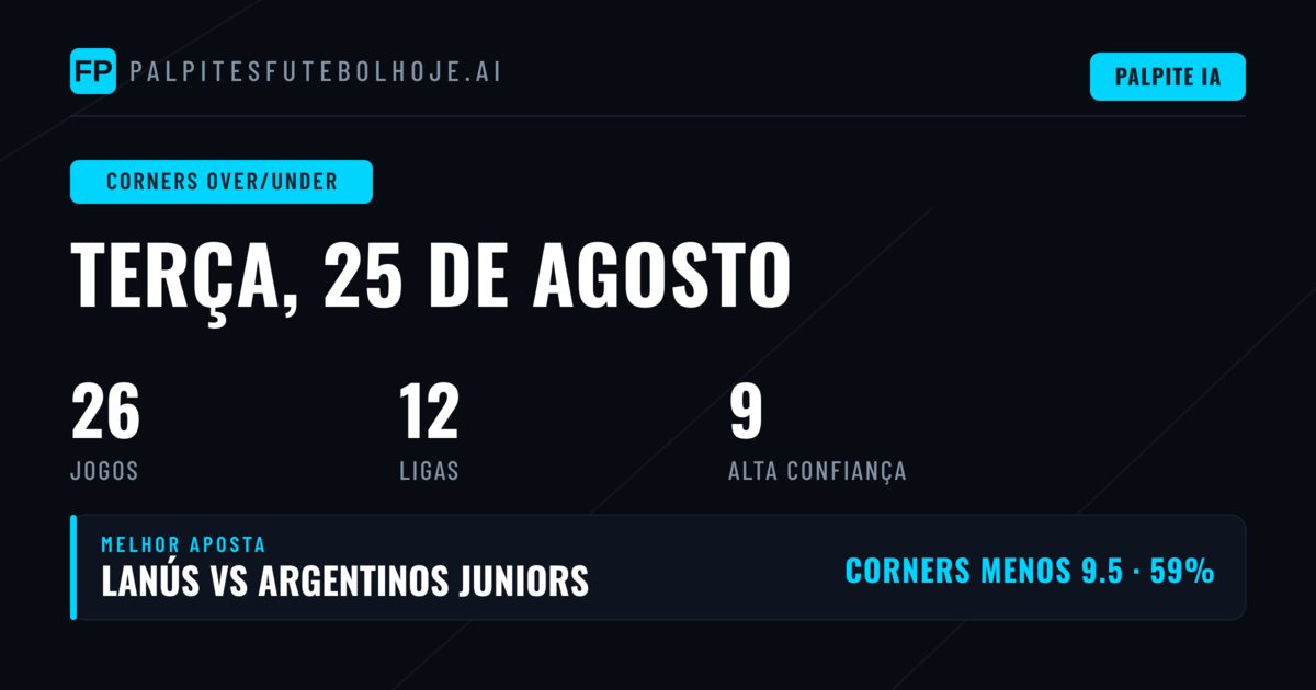 Top Picks O/U Cantos para 25 Ago 2026