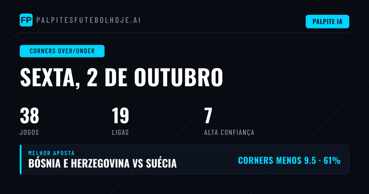 Top Picks O/U Cantos para 2 Out 2026