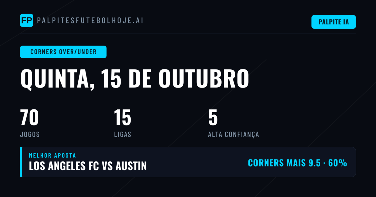 Top Picks O/U Cantos para 15 Out 2026
