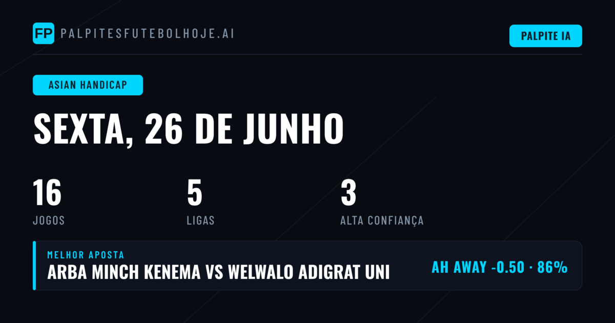 Melhores Picks AH para 26 Jun 2026