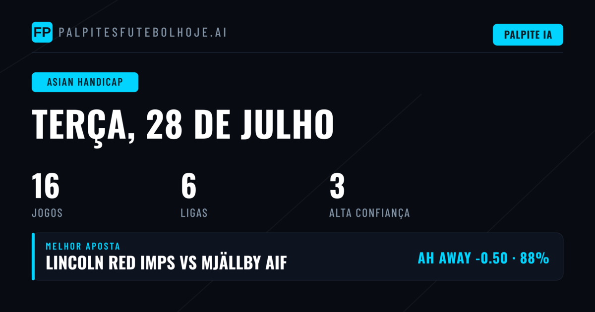 Melhores Picks AH para 28 Jul 2026