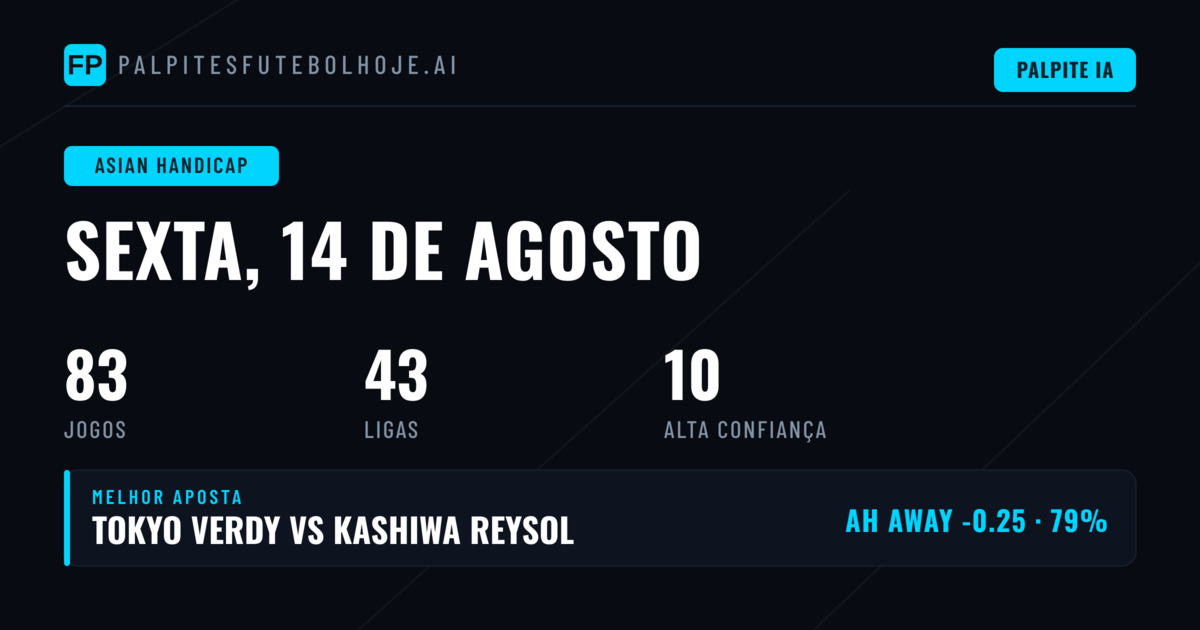 Melhores Picks AH para 14 Ago 2026