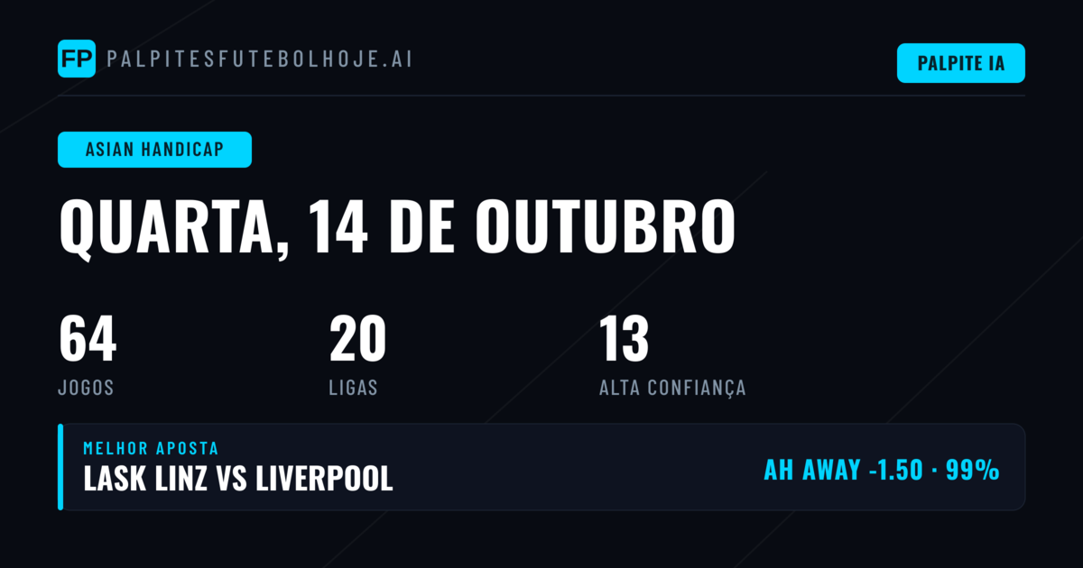 Melhores Picks AH para 14 Out 2026