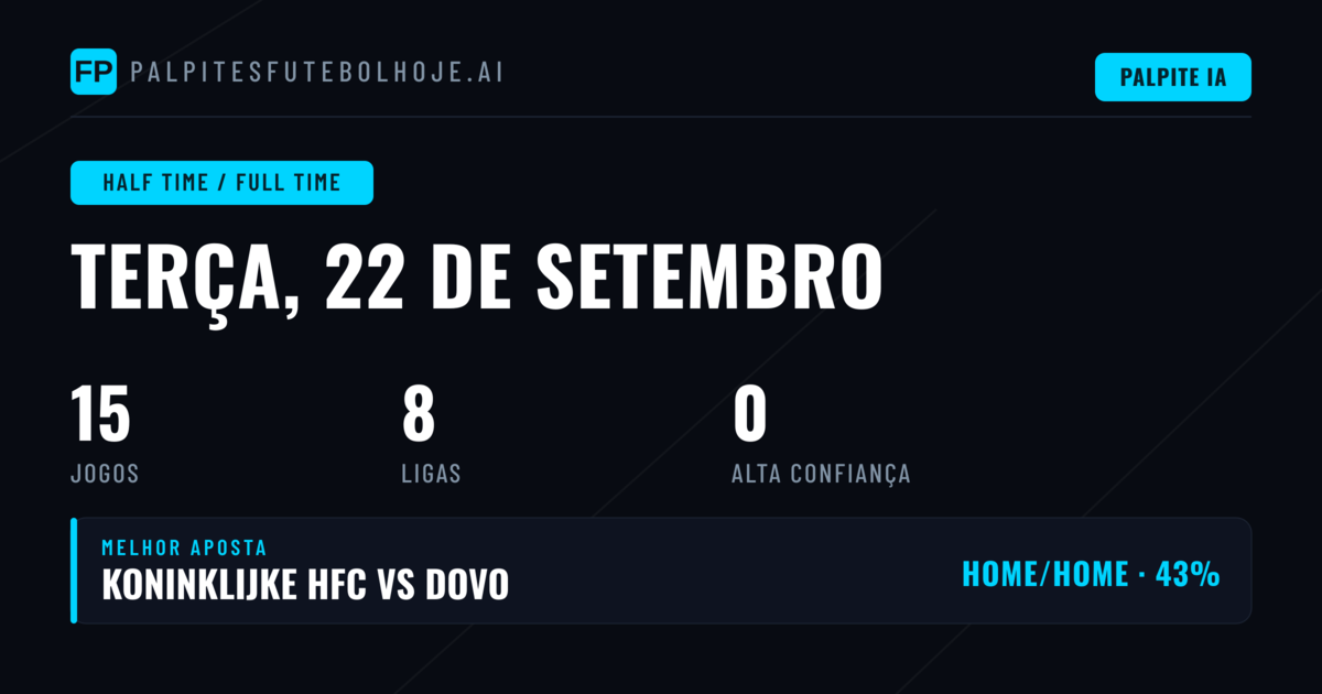 Procurando os melhores prognósticos HT/FT para hoje?
