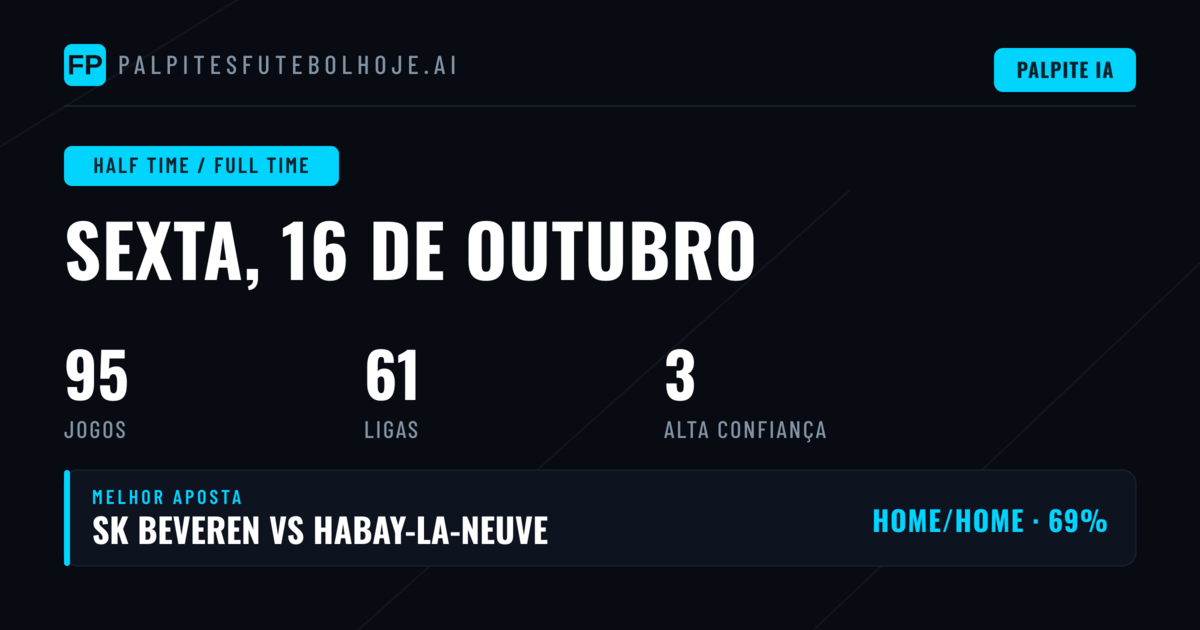 Melhores Picks HT/FT para 16 Out 2026