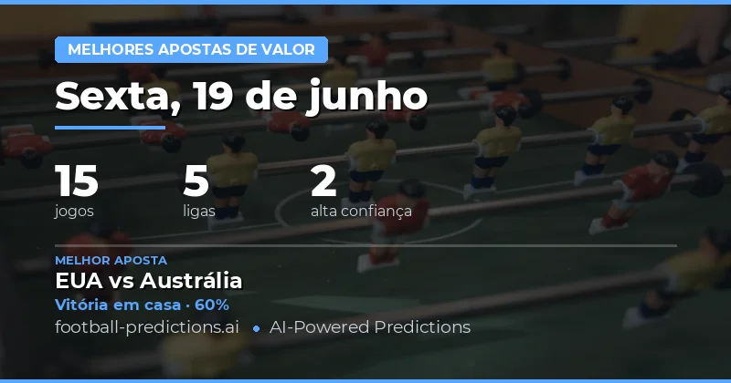 Principais Picks de Valor para 19 Jun 2026