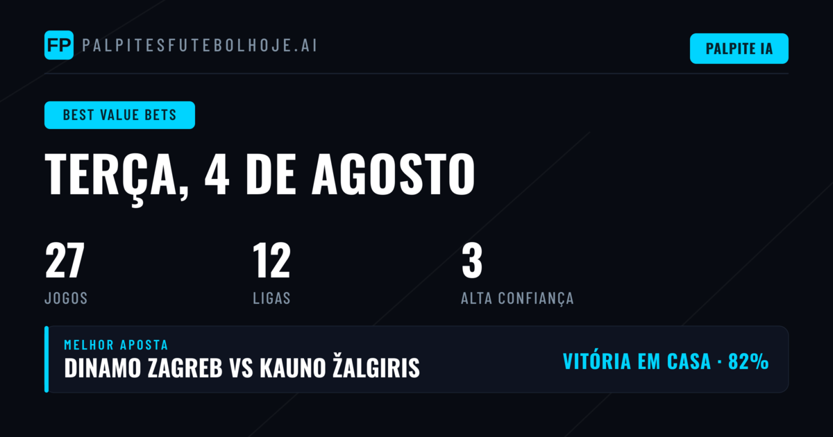 Melhores Picks de Apostas com Valor — 4 Ago 2026
