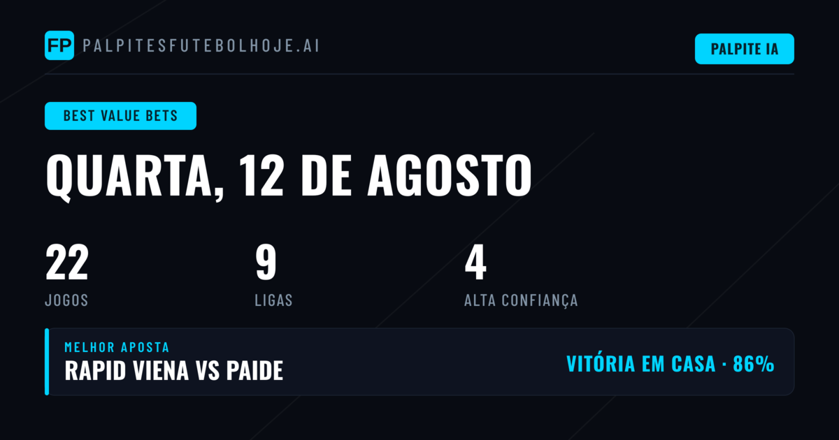 Top Best Value Bets Picks para 12 Ago 2026