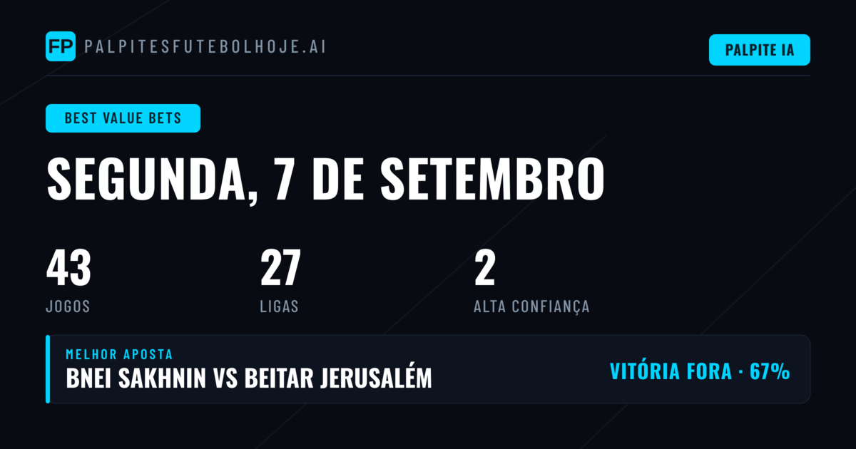 Melhores Picks com Valor - 7 Set 2026