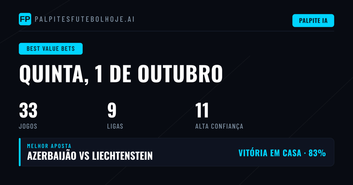Melhores Picks para 1 Out 2026