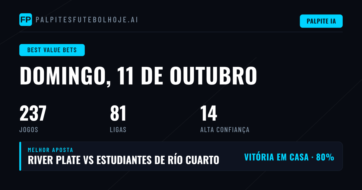 Melhores Picks com Valor (11 Out 2026)