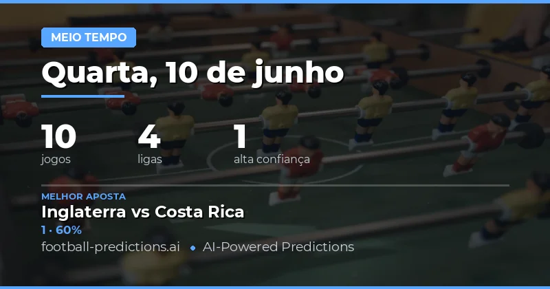 Meio tempo — Palpites e Dicas de Futebol — Quarta, 10 de junho, 2026
