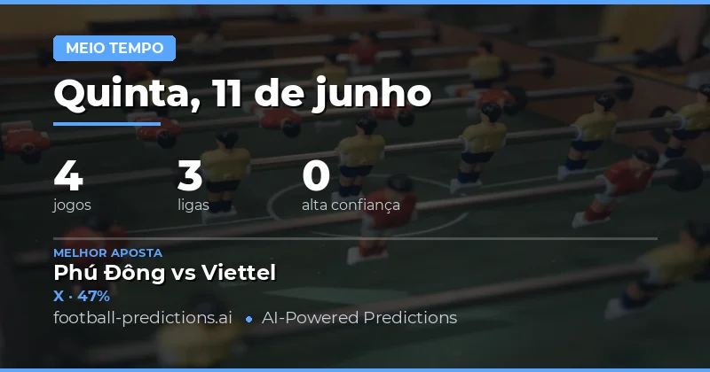 Meio tempo — Palpites e Dicas de Futebol — Quinta, 11 de junho, 2026