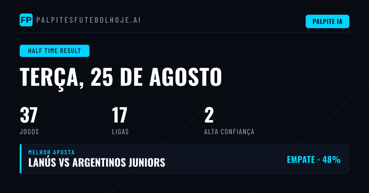 Melhores Apostas HT/FT para 25 Ago 2026