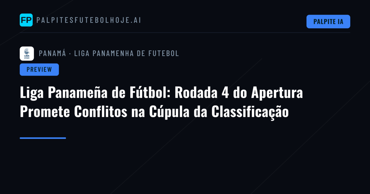 Liga Panameña de Fútbol: Rodada 4 do Apertura Promete Conflitos na Cúpula da Classificação