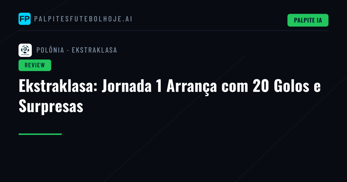 Ekstraklasa: Jornada 1 Arrança com 20 Golos e Surpresas