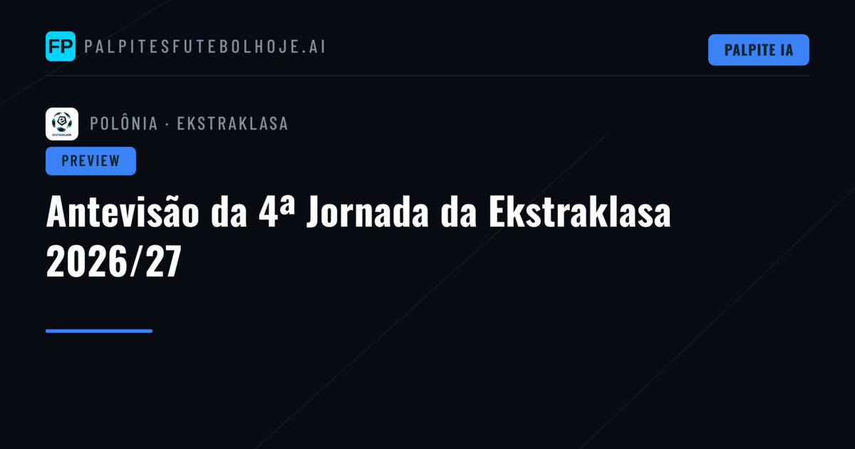 Antevisão da 4ª Jornada da Ekstraklasa 2026/27