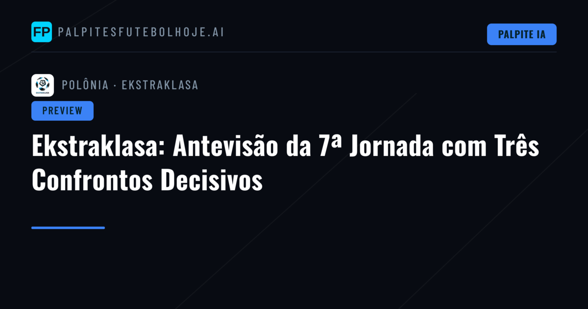 Ekstraklasa: Antevisão da 7ª Jornada com Três Confrontos Decisivos