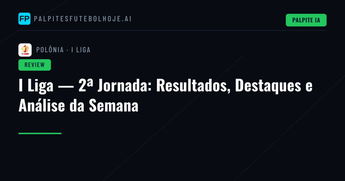 I Liga — 2ª Jornada: Resultados, Destaques e Análise da Semana